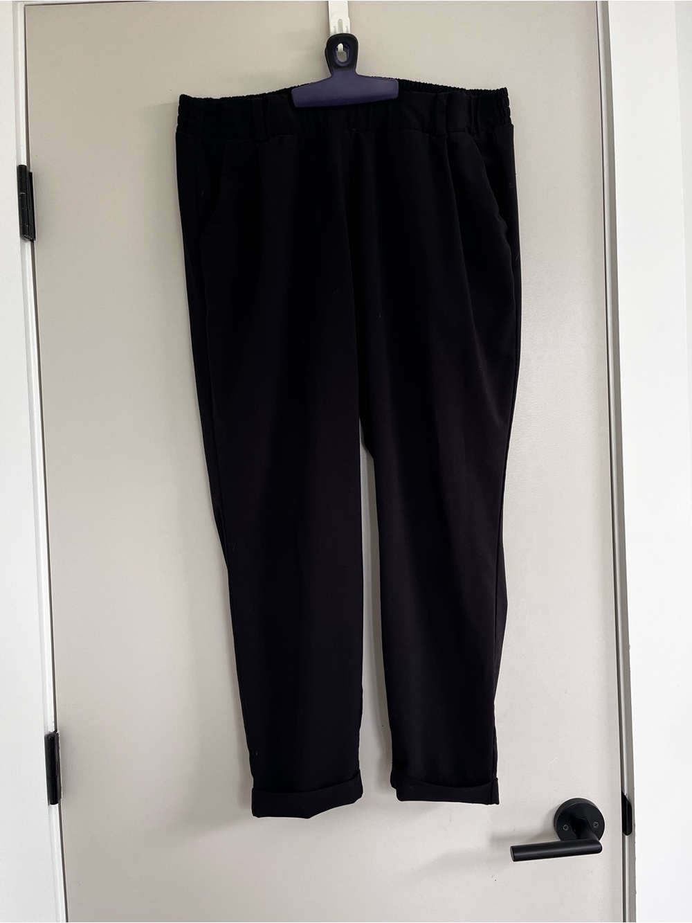 Black Tapered Pants Short Inseam